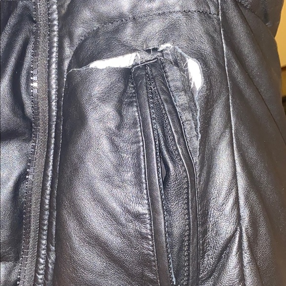 Black Sly & Co real leather & fur winter jacket size XS/S - Picture 13 of 16